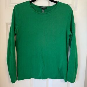 VTG Ralph Lauren Long Sleeve T-Shirt Sz L Kelly Green Round‎ Neck Logo Pocket
